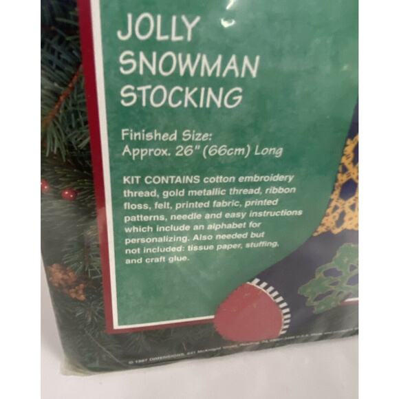 Vintage Sunset Jolly Snowman Christmas Stocking Kit Dimensions Craft New - Picture 3 of 6